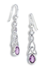 Celtic Knot and Genuine Amethyst Hook Earrings